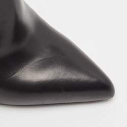 Saint Laurent Black Leather Pointed Toe Ankle Length Boots Size 40
