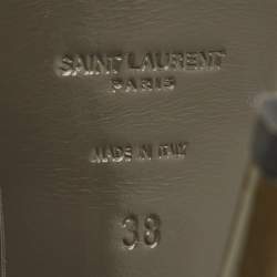 Pre Owned Saint Laurent Olive Green Patent Leather Tribute Platform Sandals Size 38