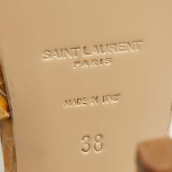 Saint Laurent Yellow Croc Embossed Leather Tribute Platform Sandals Size 38