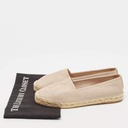 Saint Laurent Beige Leather Cassandre Espadrille Flats Size 35.5