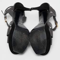Saint Laurent Grey Leather Tribute Sandals Size 39.5