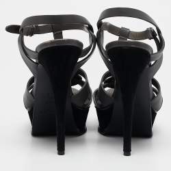 Saint Laurent Grey Leather Tribute Sandals Size 39.5