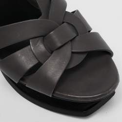 Saint Laurent Grey Leather Tribute Sandals Size 39.5