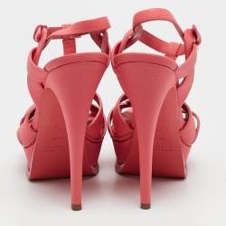 Saint Laurent Pink Leather Tribute Sandals Size 37.5