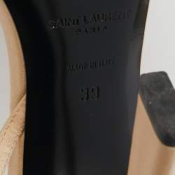 Saint Laurent Cream Satin Gippy Ankle Strap Sandals Size 39