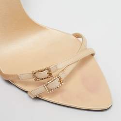 Saint Laurent Cream Satin Gippy Ankle Strap Sandals Size 39