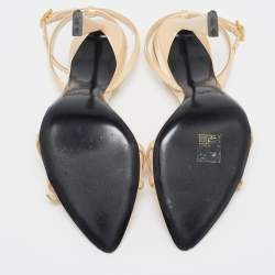 Saint Laurent Cream Satin Gippy Ankle Strap Sandals Size 39