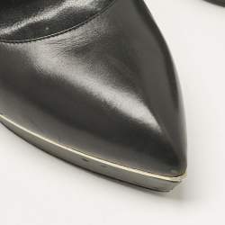 Saint Laurent Black Patent Leather Pointed Toe Ankle Strap Platform Pumps Size 40.5