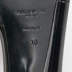 Saint Laurent Black Patent Leather Jodie Platform Ankle Strap Sandals Size 40