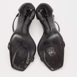 Pre Owned Saint Laurent Black Patent Leather Opyum Sandals Size 41