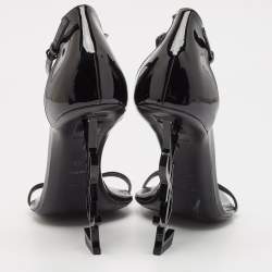 Pre Owned Saint Laurent Black Patent Leather Opyum Sandals Size 41