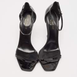 Pre Owned Saint Laurent Black Patent Leather Opyum Sandals Size 41