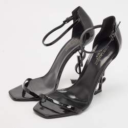 Pre Owned Saint Laurent Black Patent Leather Opyum Sandals Size 41