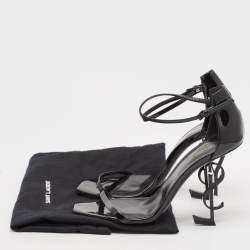 Pre Owned Saint Laurent Black Patent Leather Opyum Sandals Size 41