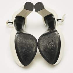 Saint Laurent White Leather Jodie Platform Sandals Size 39.5