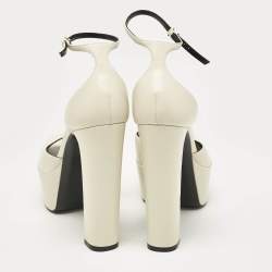 Saint Laurent White Leather Jodie Platform Sandals Size 39.5
