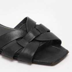 Saint Laurent Black Leather Tribute Flats Size 37.5