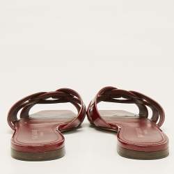 Saint Laurent Red Patent Leather Tribute Flat Slides Size 39