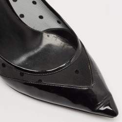 Saint Laurent Black Mesh and Leather Pointed Toe Pumps Size 39