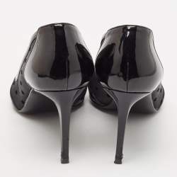 Saint Laurent Black Mesh and Leather Pointed Toe Pumps Size 39