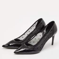 Saint Laurent Black Mesh and Leather Pointed Toe Pumps Size 39