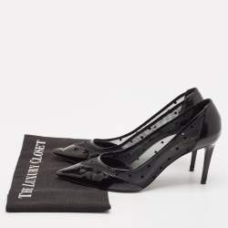 Saint Laurent Black Mesh and Leather Pointed Toe Pumps Size 39