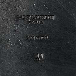 Pre Owned Saint Laurent Black Leather Embellished Tribute Flat Sandals Size 41