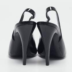 Saint Laurent Black Patent Leather George Slingback Pumps Size 38.5