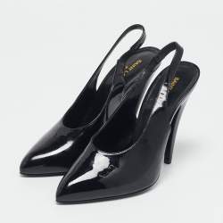 Saint Laurent Black Patent Leather George Slingback Pumps Size 38.5