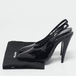 Saint Laurent Black Patent Leather George Slingback Pumps Size 38.5