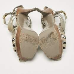 Saint Laurent Green Patent Leather Ankle Strap Sandals Size 39.5
