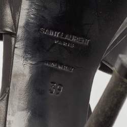 Pre Owned Saint Laurent Black Leather Tribute Platform Sandals Size 39