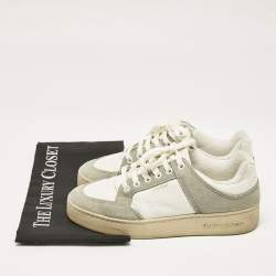 Saint Laurent White/Grey Perforated Leather and Suede SL/61 Sneakers Size 37