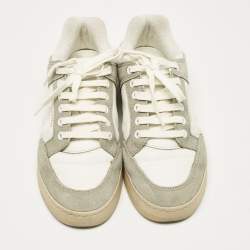 Saint Laurent White/Grey Perforated Leather and Suede SL/61 Sneakers Size 37