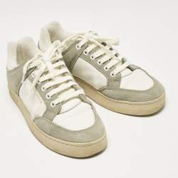 Saint Laurent White/Grey Perforated Leather and Suede SL/61 Sneakers Size 37
