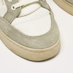 Saint Laurent White/Grey Perforated Leather and Suede SL/61 Sneakers Size 37