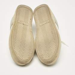 Saint Laurent White/Grey Perforated Leather and Suede SL/61 Sneakers Size 37