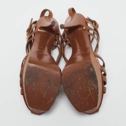 Saint Laurent Brown Leather Ankle Strap Sandals Size 40
