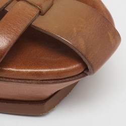 Saint Laurent Brown Leather Ankle Strap Sandals Size 40