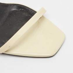 Pre Owned Saint Laurent Cream Patent Leather Opyum Ankle Strap Sandals Size 39