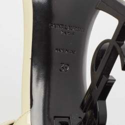 Pre Owned Saint Laurent Cream Patent Leather Opyum Ankle Strap Sandals Size 39