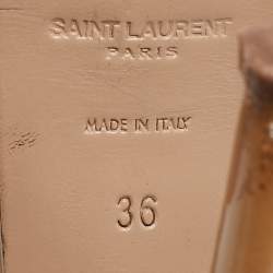 Saint Laurent Beige Patent Leather Tribute Platform Sandals Size 36