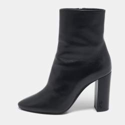 Saint Laurent Black Leather Lou Ankle Boots Size 37