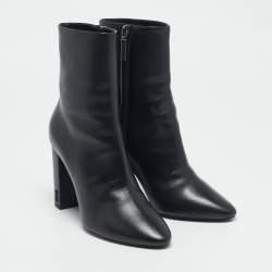 Saint Laurent Black Leather Lou Ankle Boots Size 37