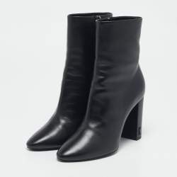 Saint Laurent Black Leather Lou Ankle Boots Size 37