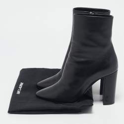 Saint Laurent Black Leather Lou Ankle Boots Size 37