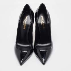 Pre Owned Saint Laurent Black Patent Leather Opyum Pointed Toe Pumps Size 37