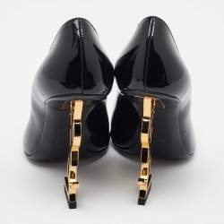 Pre Owned Saint Laurent Black Patent Leather Opyum Pointed Toe Pumps Size 37