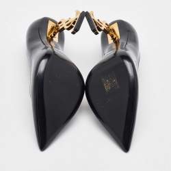 Pre Owned Saint Laurent Black Patent Leather Opyum Pointed Toe Pumps Size 37