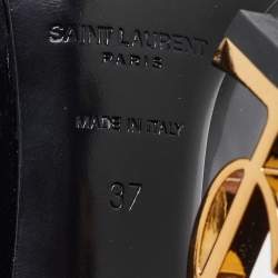 Pre Owned Saint Laurent Black Patent Leather Opyum Pointed Toe Pumps Size 37